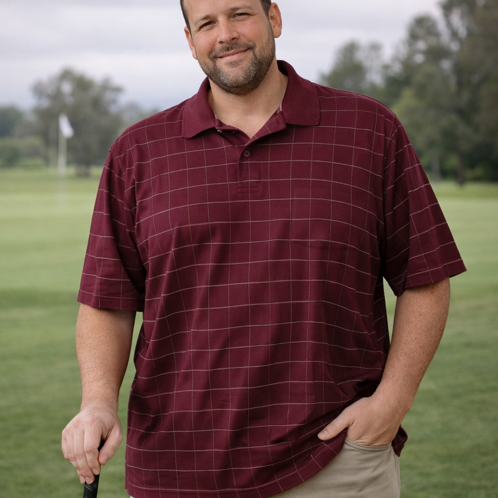 Cambridge Classics Burgundy Plaid Polo Shirt